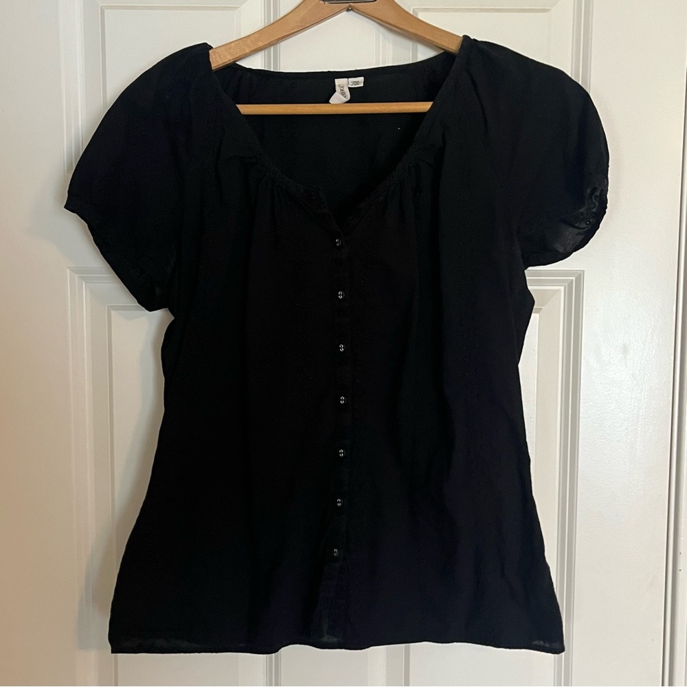 Women's Black Button-Up Top